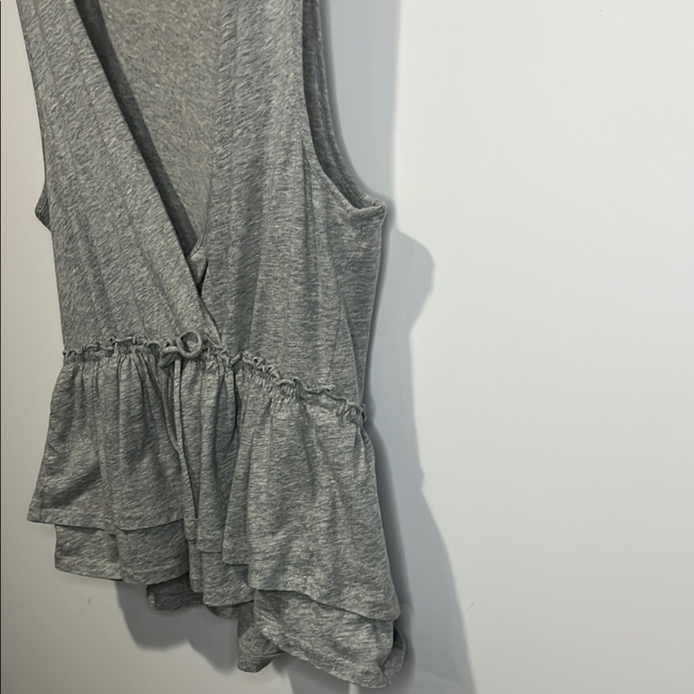 J Crew Gray Sleeveless babydoll ruffle sleeveless cotton Top - Picture 2 of 6